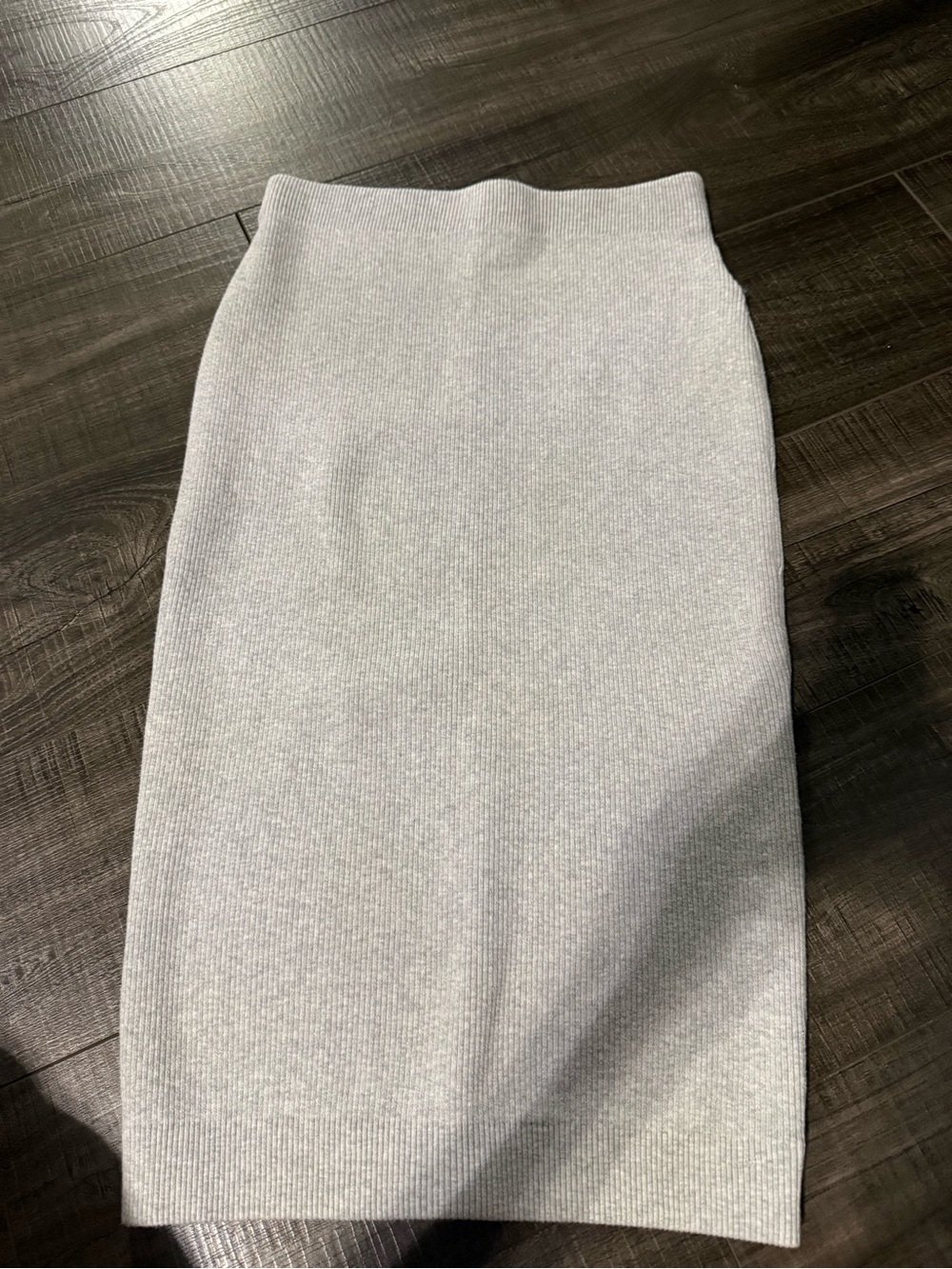 Express Light Gray Ribbed Pencil Skirt